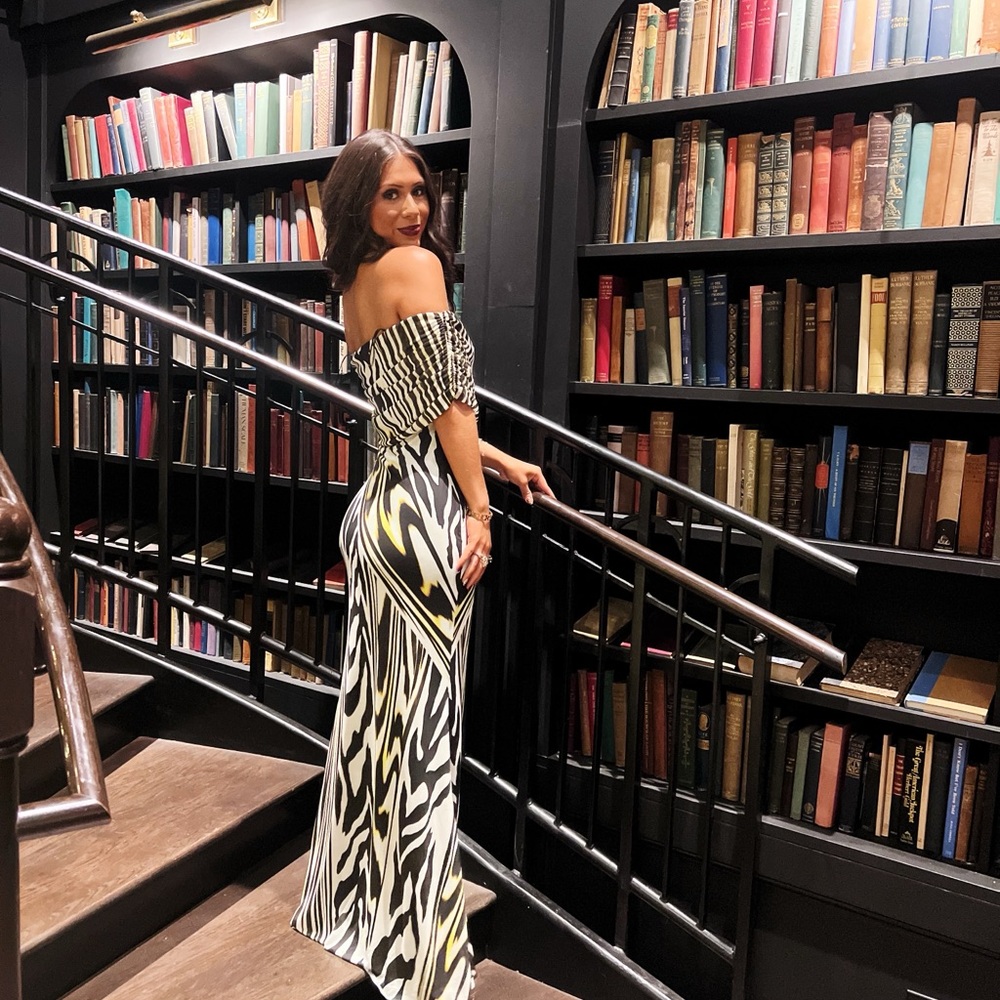 AFRM Black and White Strapless Dress